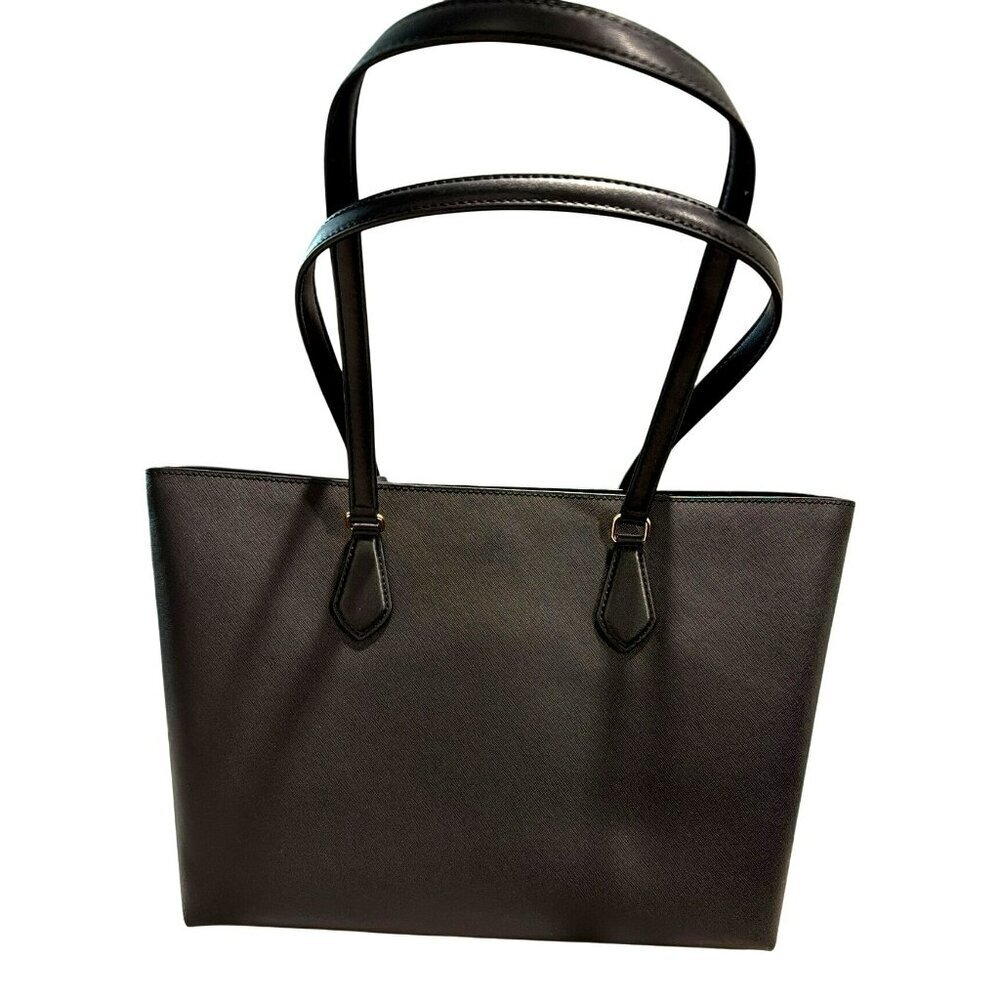 Michael Kors Black Saffiano Leather Tote Gold Hardware MK Logo Charm NWT - Picture 3 of 11